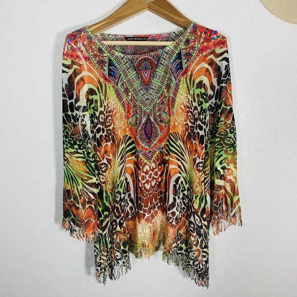Mushka Sienna Rose Inc. Colorful Boho Hippy Blouse Size Medium Women’s - Picture 1 of 12